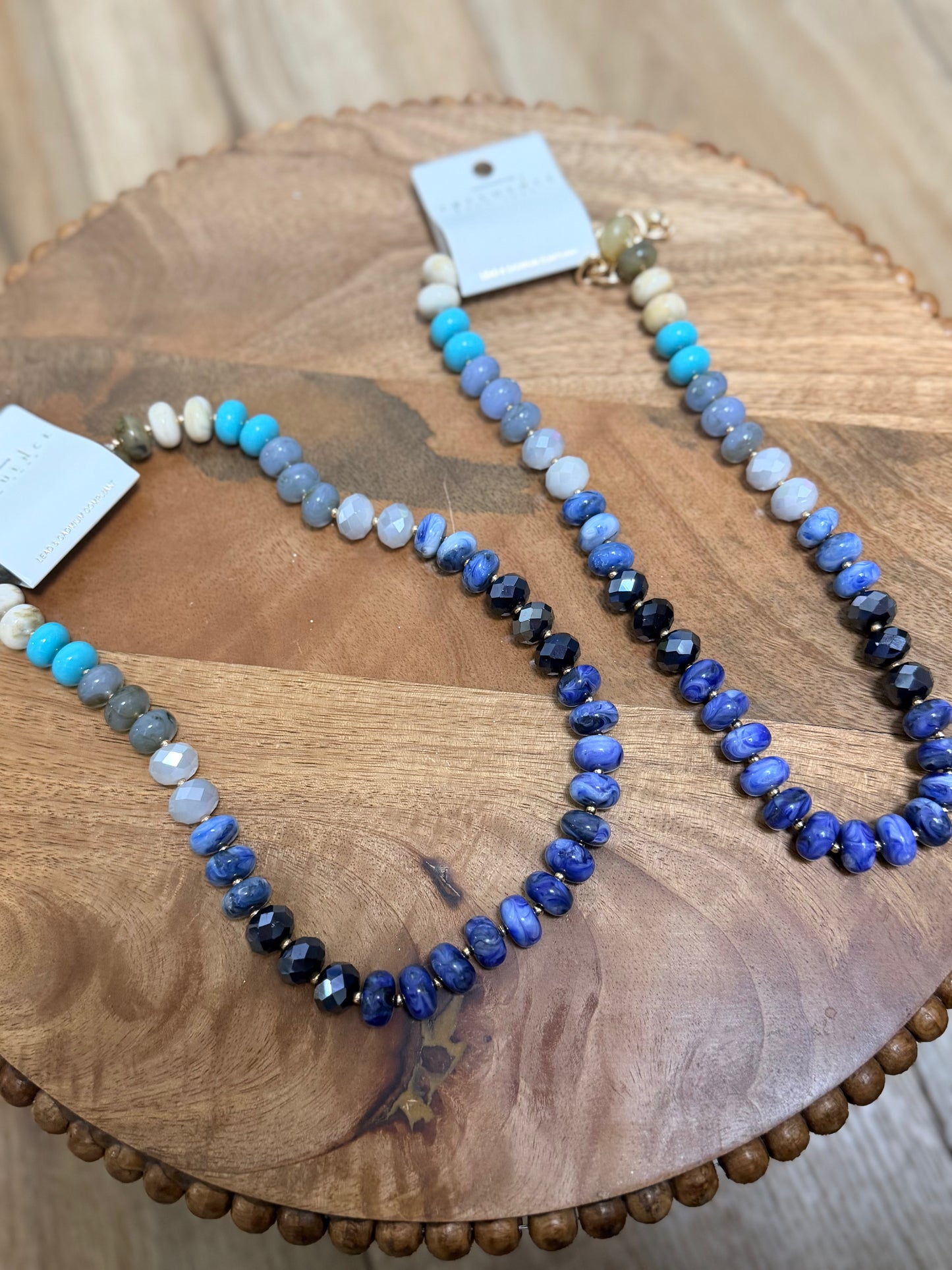 Blue Mix Glass Beaded Necklace