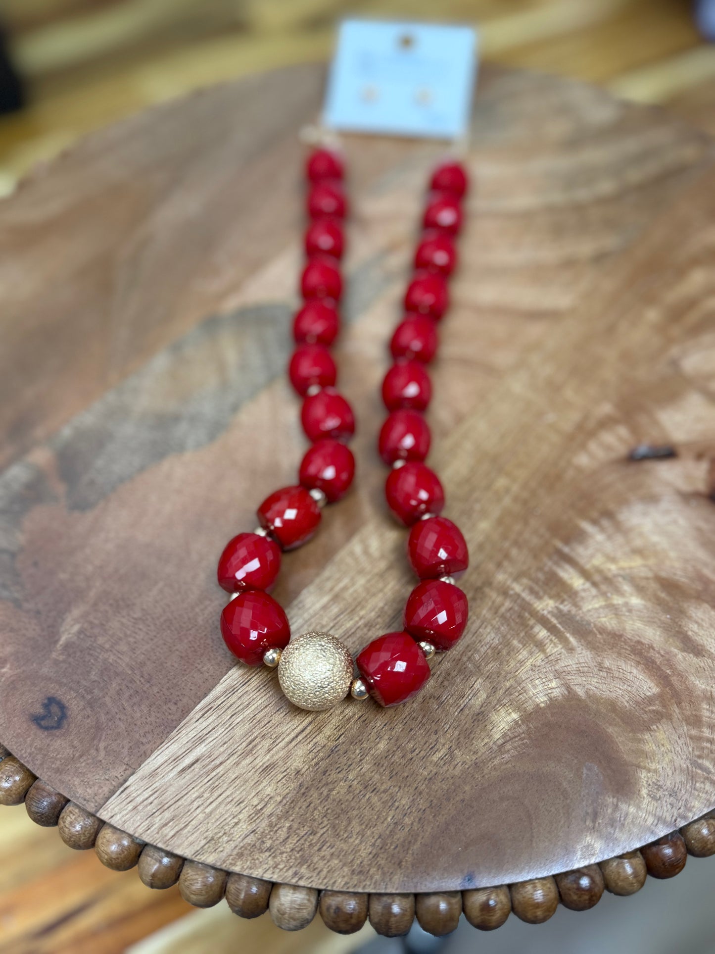Red & Gold Stone Necklace