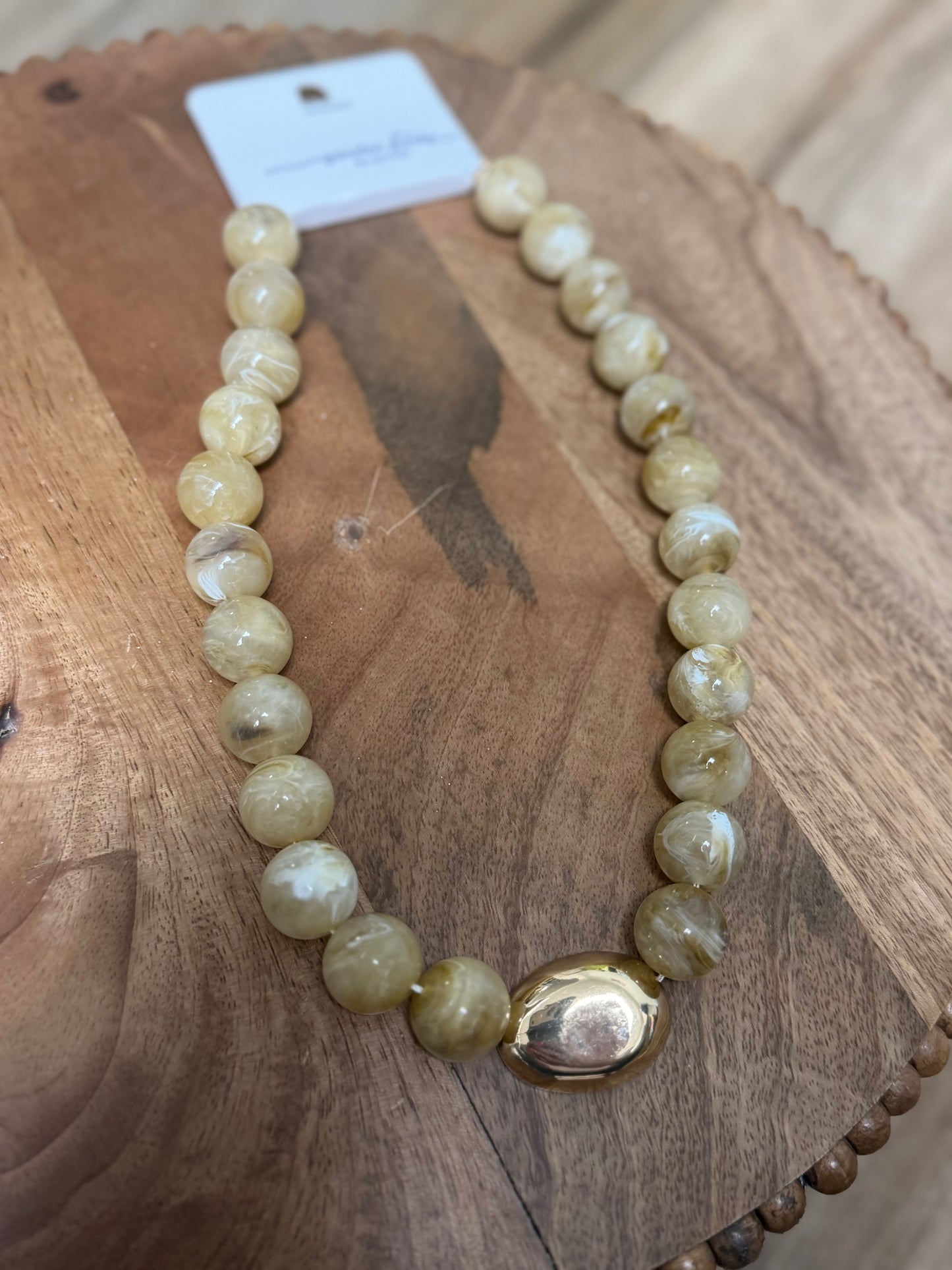 Marble Stone Necklace with Gold Accent