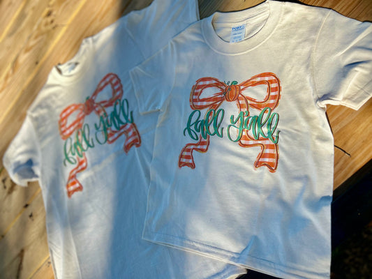 Oatmeal Tee with Fall Y'all Bow