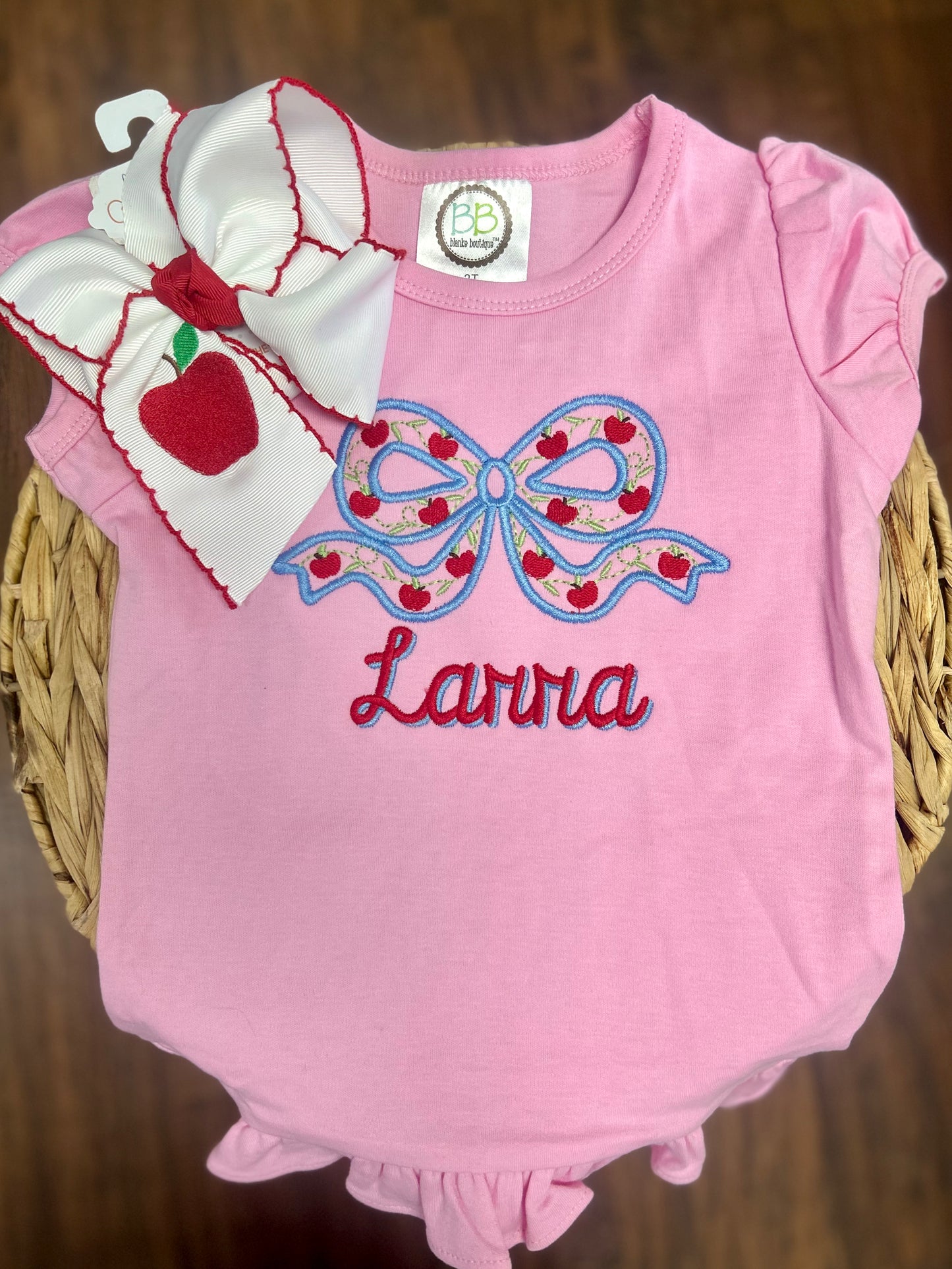 Embroidered Apple Bow Shirt