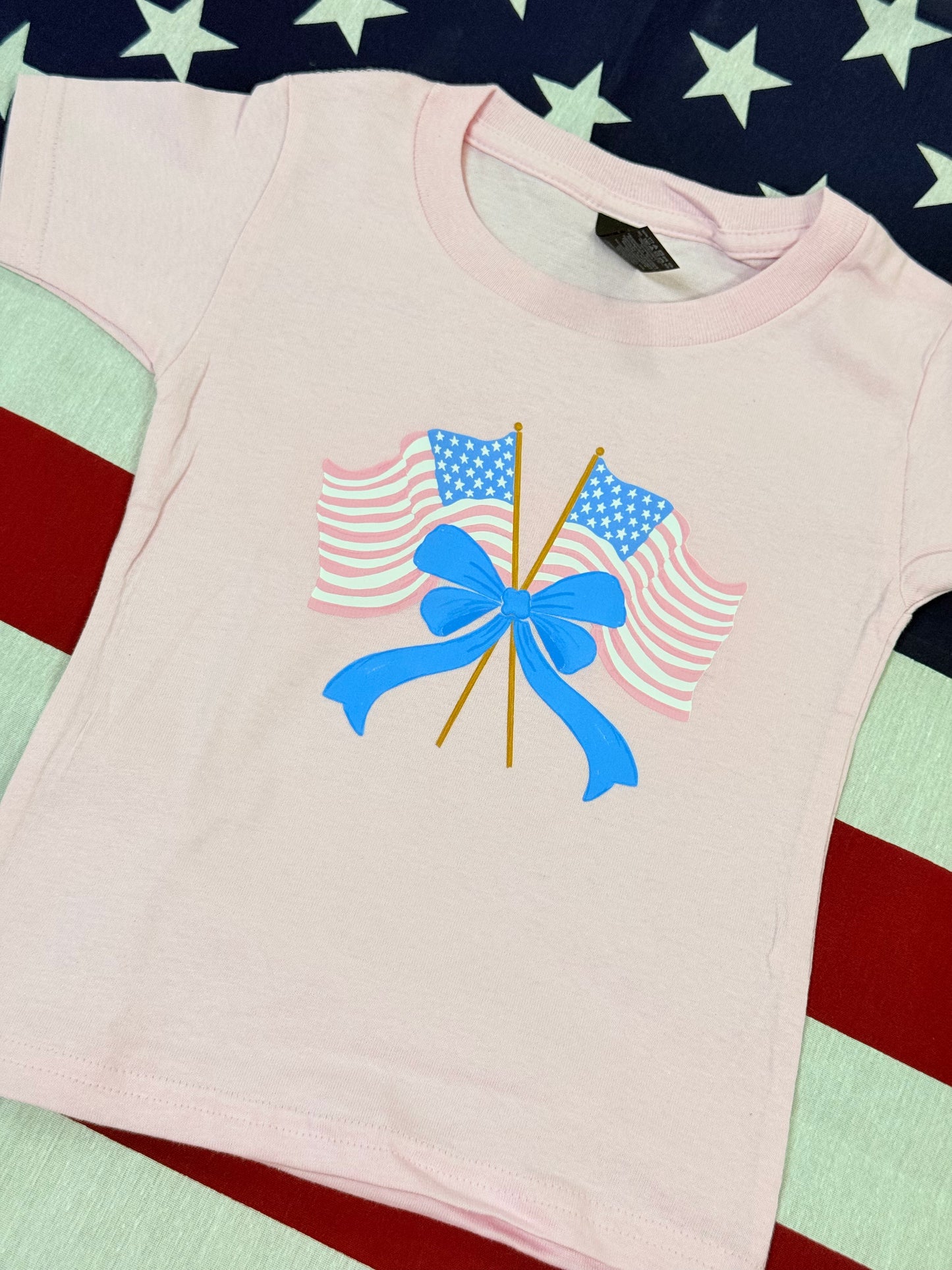 Flags with Bow - Kids Pink