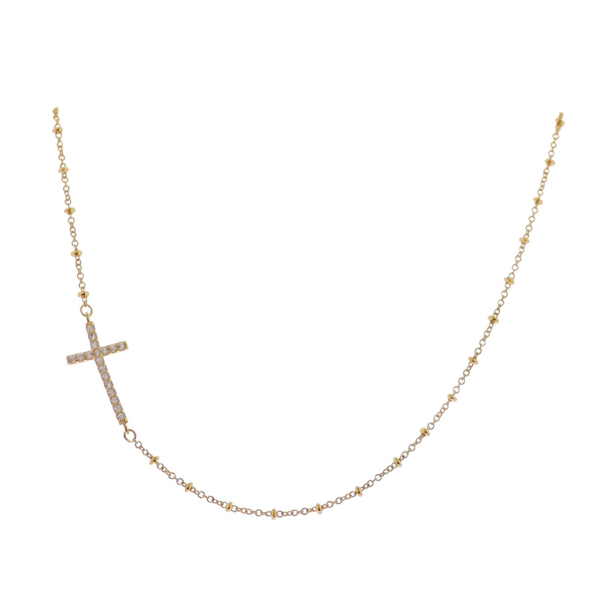 JM 18K Gold Plated Necklace with Side Cross