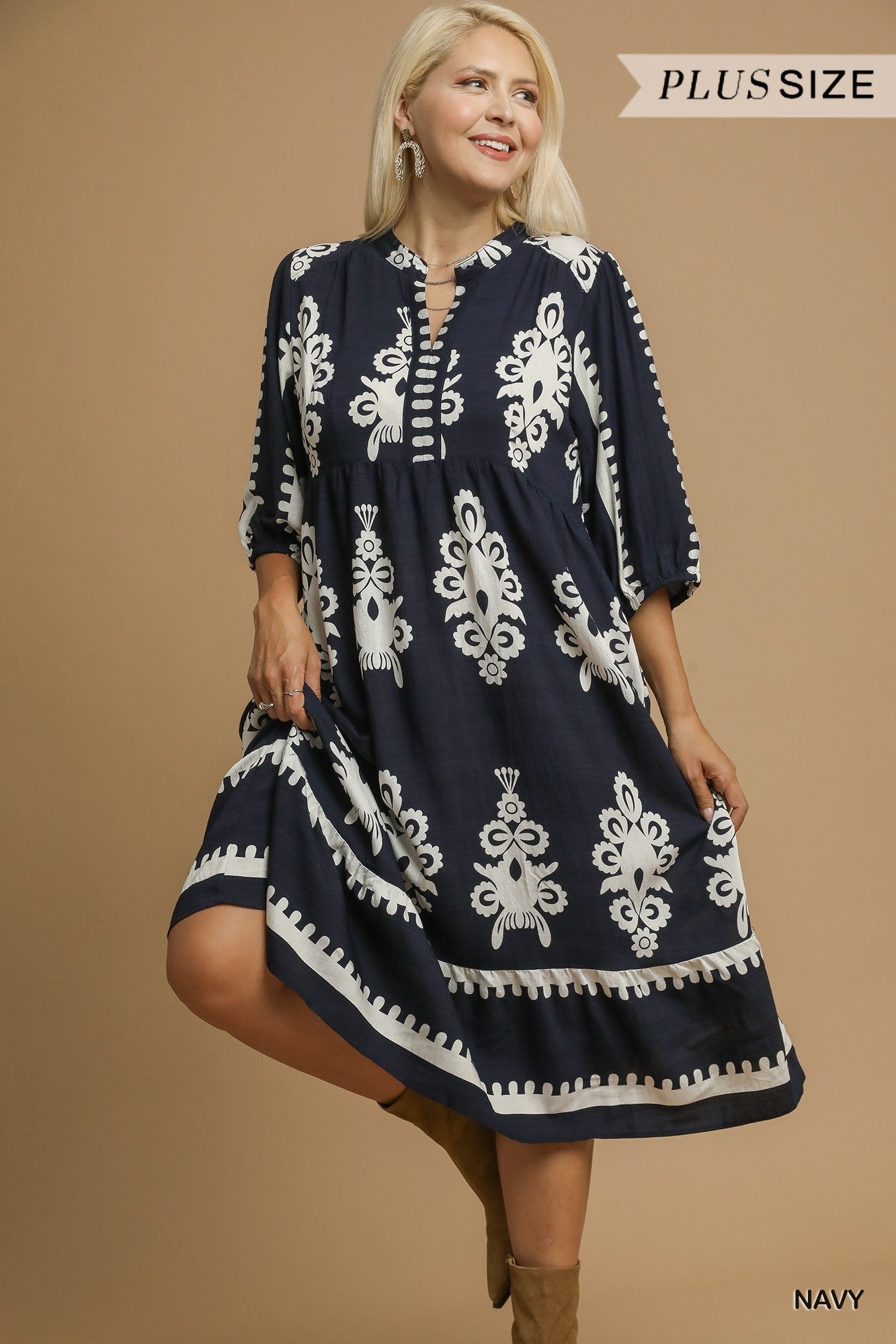 Umgee Bloom Embroidered Midi Dress
