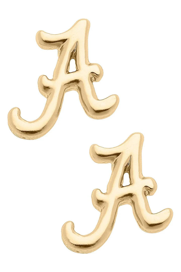 Canvas Alabama Crimson Tide 24K Gold Plated Studs