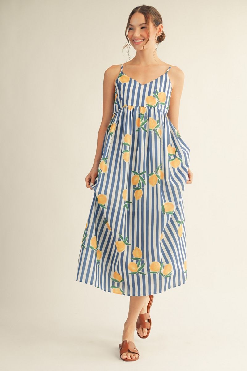 Jodifl Stripe Lemon Midi Dress