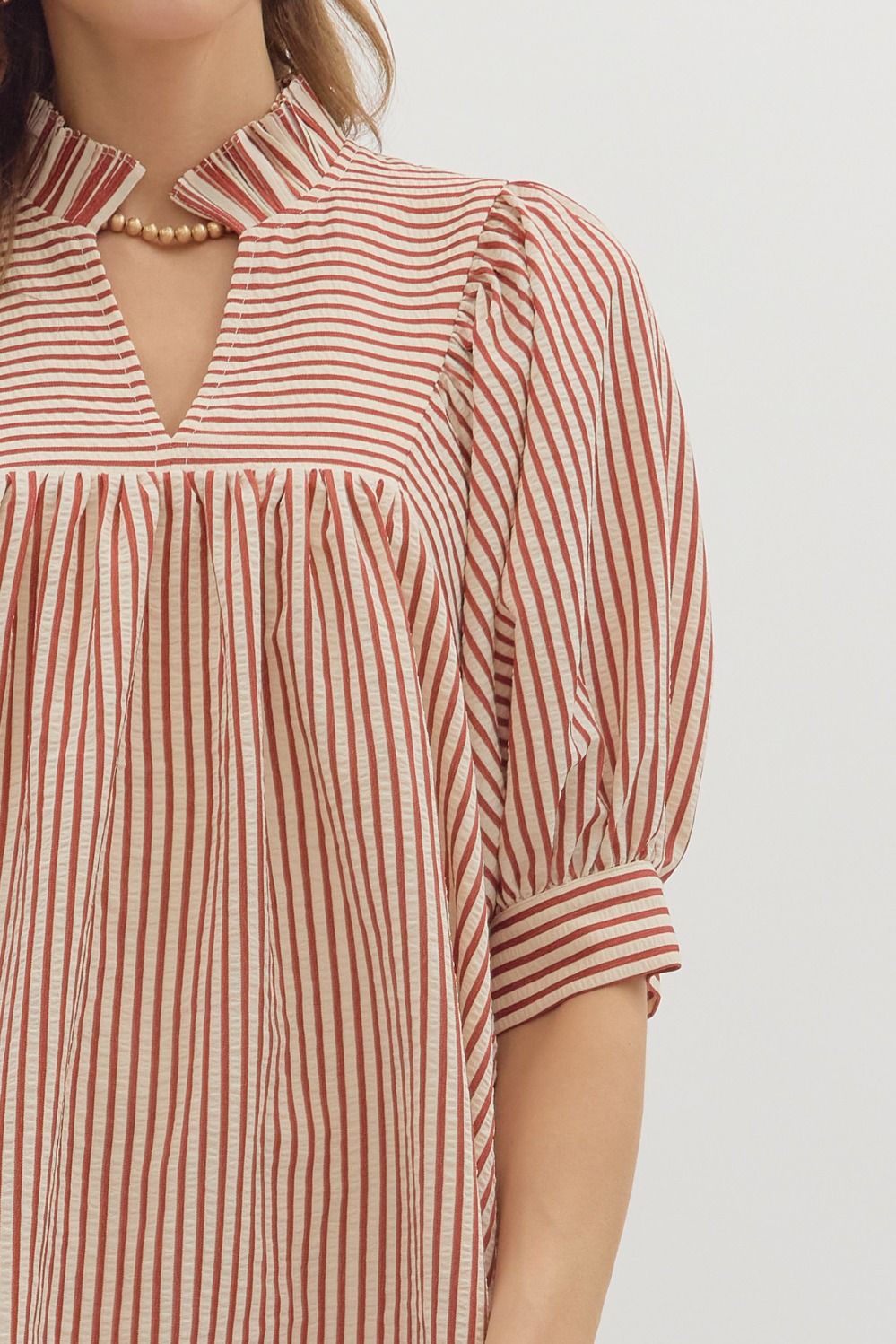 Entro Seersucker Frill Mini Dress