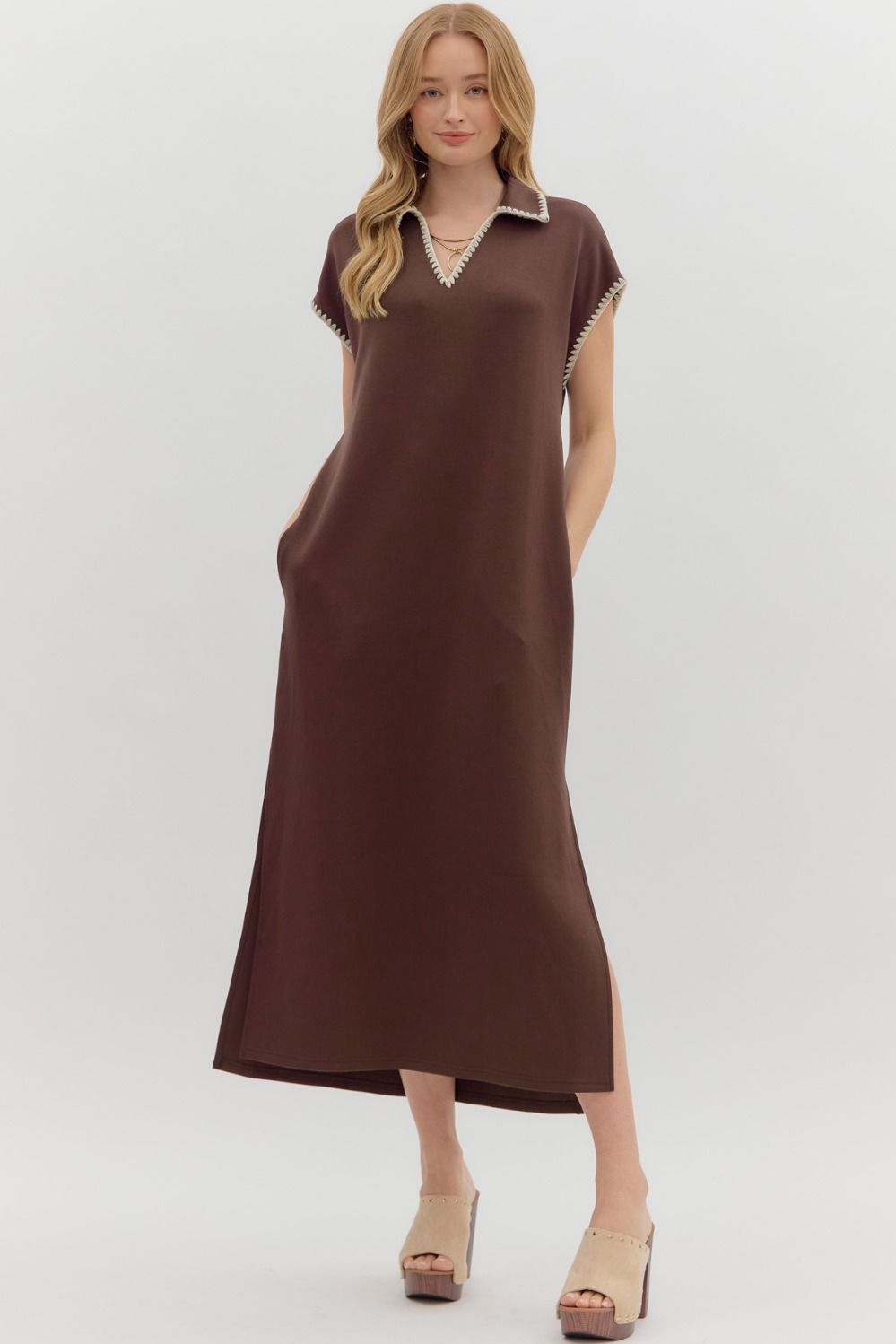 Jodifl Luxe Midi Dress with Stitching Detail