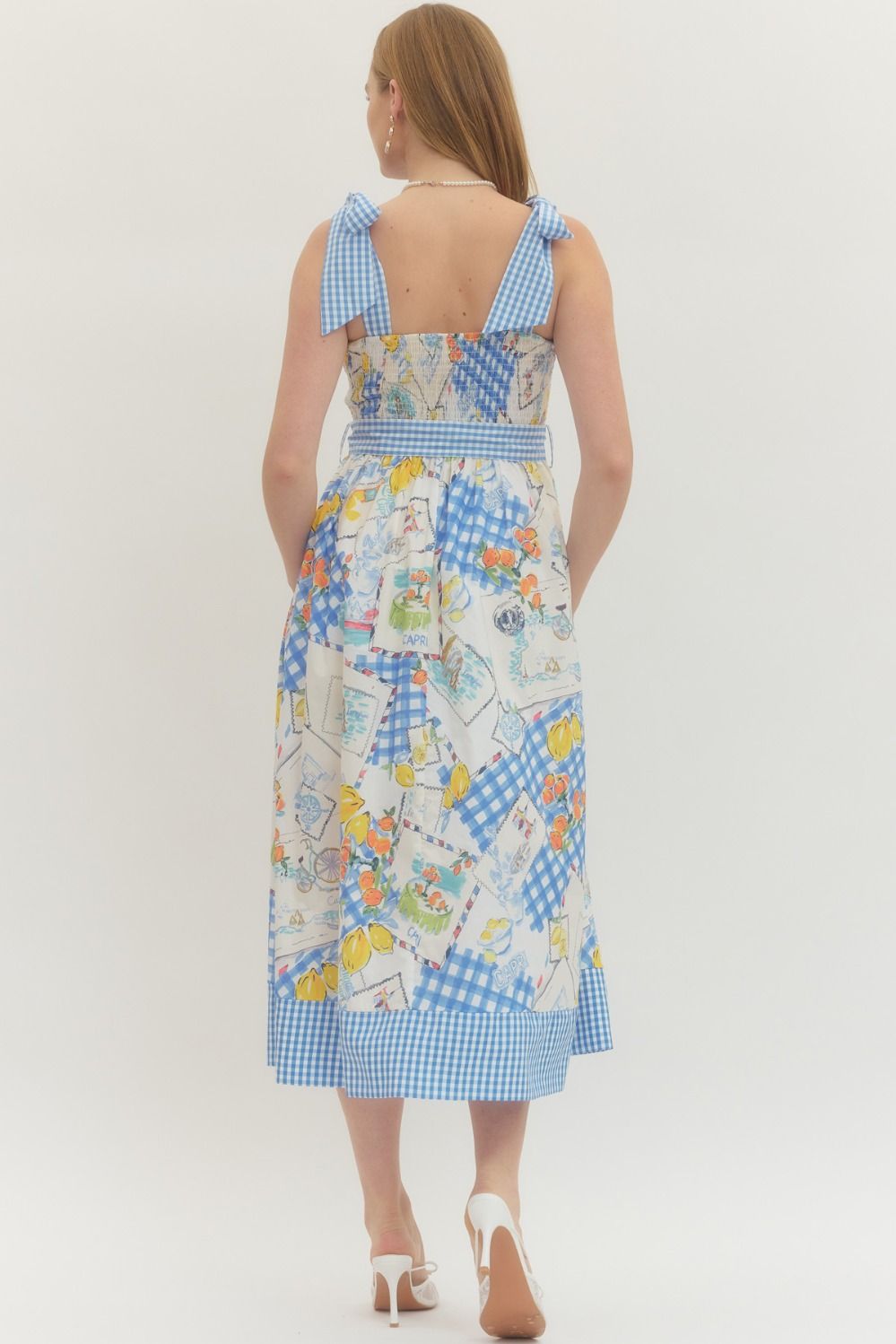 Entro Capri Printed Midi Dress with Ties