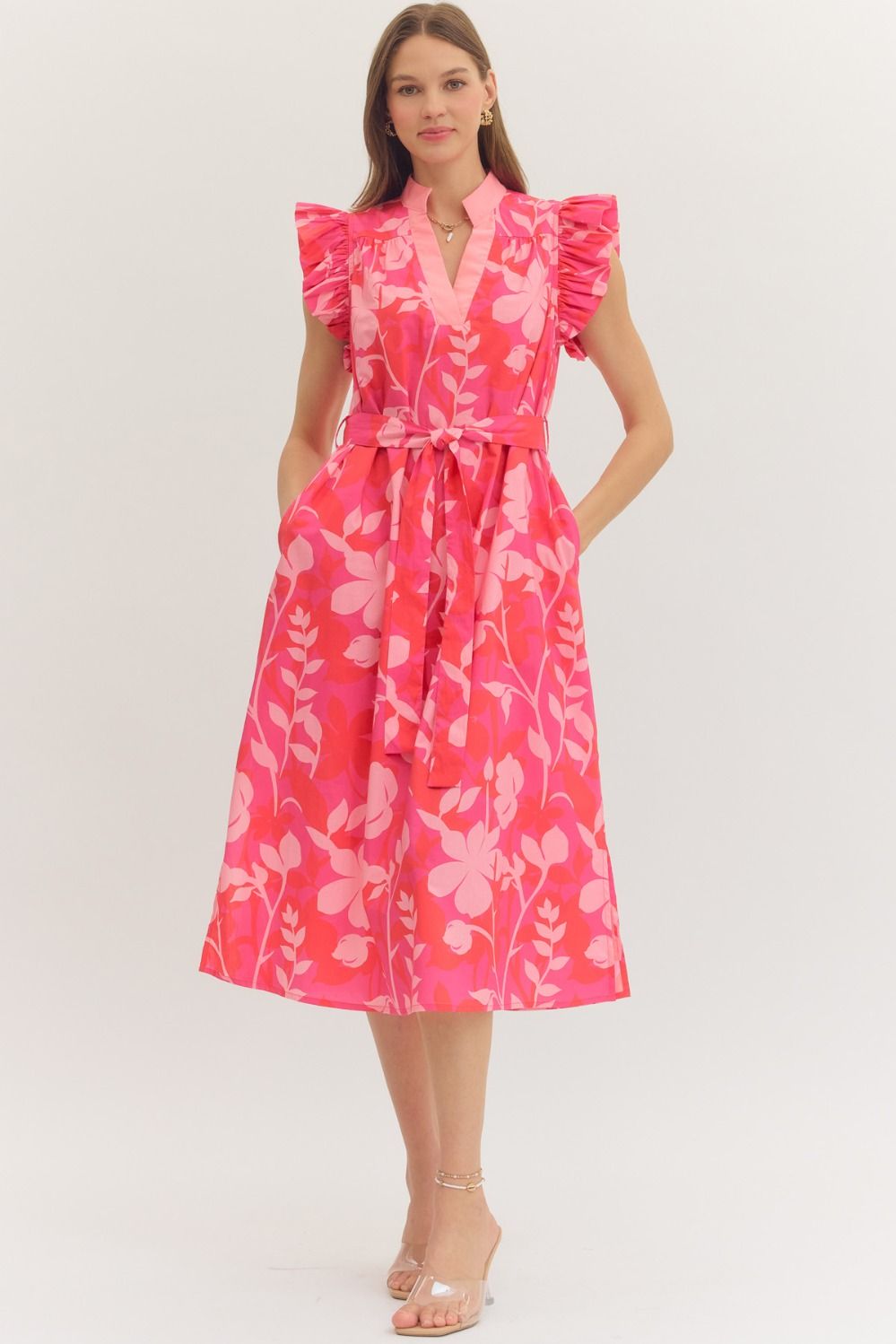 Entro Botanical Flowers Midi with Tie