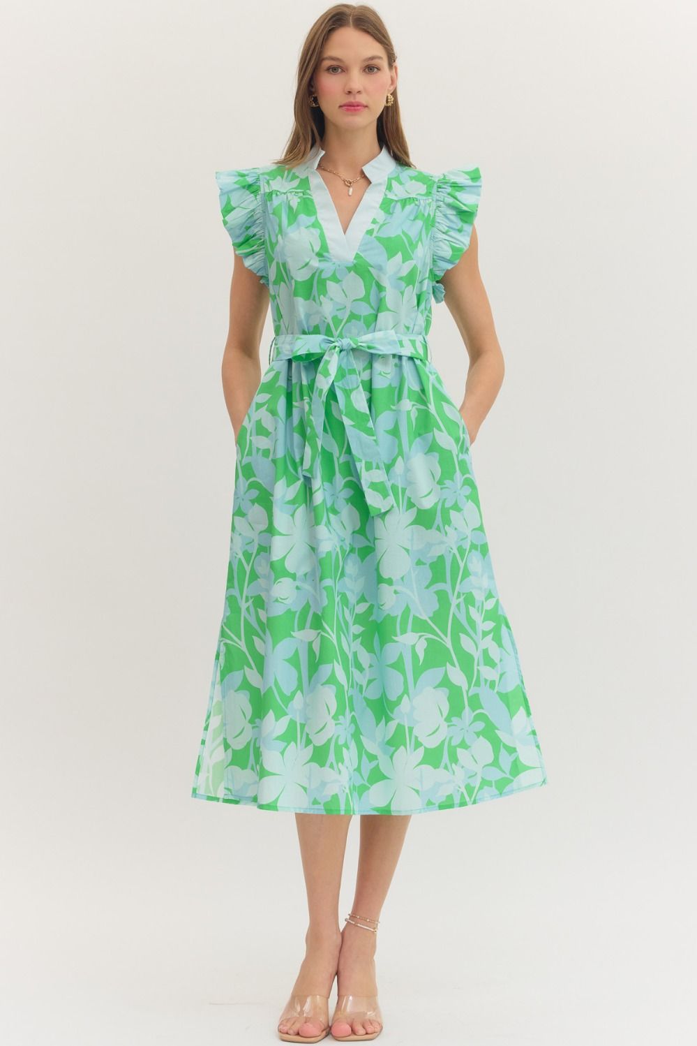 Entro Botanical Flowers Midi with Tie