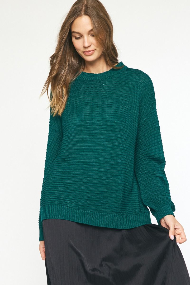 BF Entro Drop Shoulder Green Sweater