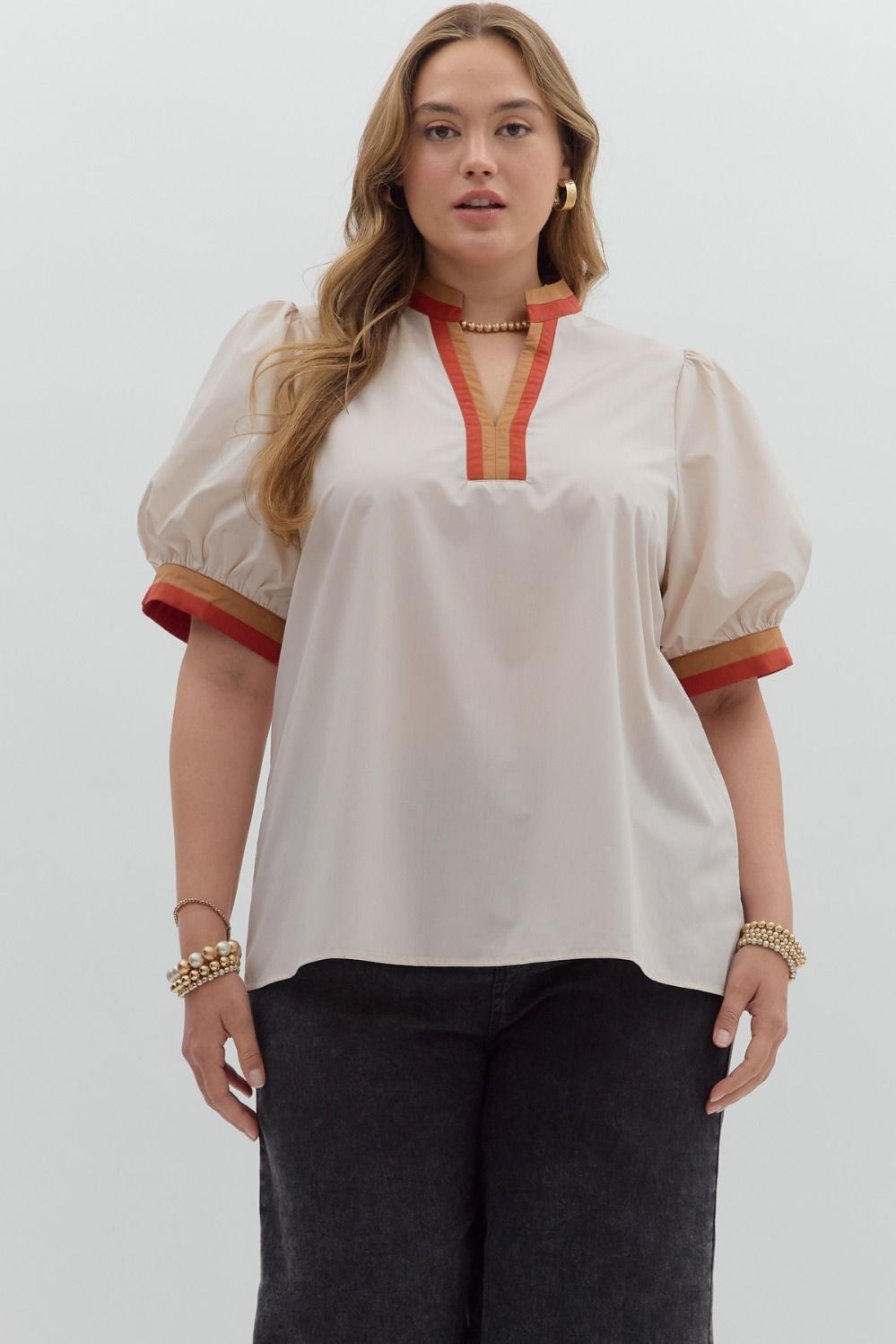 Entro Short Sleeve Top with Multicolor Band