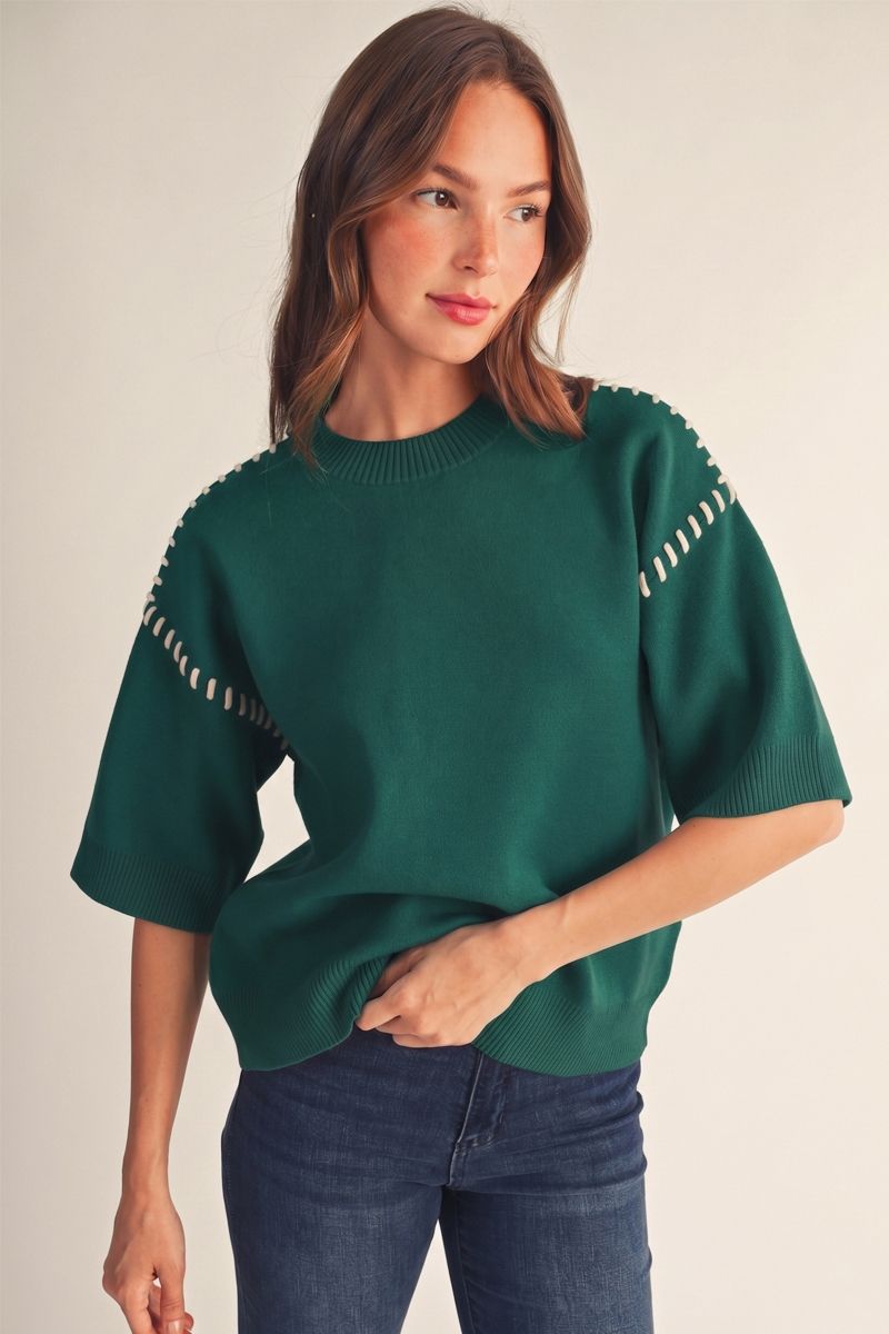 Jodifl Drop Shoulder Stitched Sweater