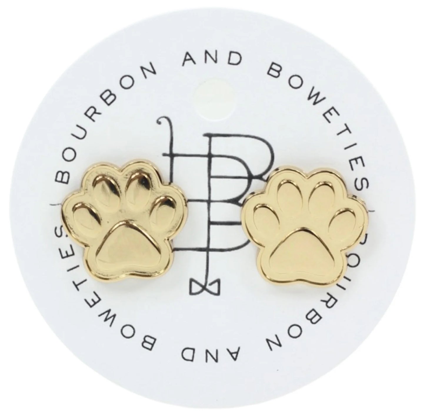 Bourbon & Bowties Gold Paw Stud Earrings