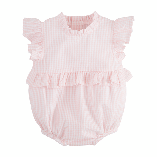 Mudpie Pink Check Ruffle Bubble