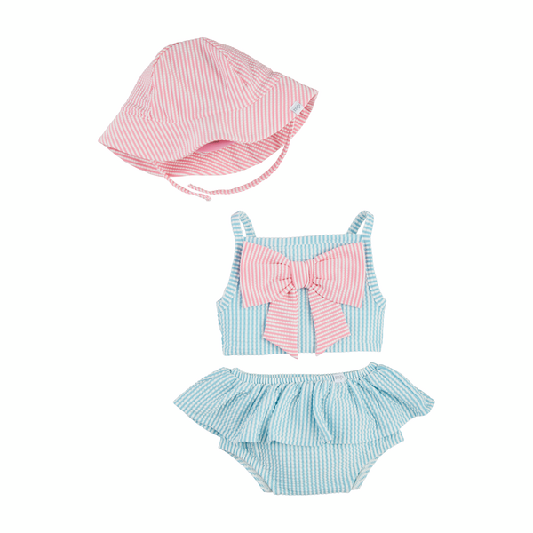Mudpie Girls' Seersucker Swimsuit Set