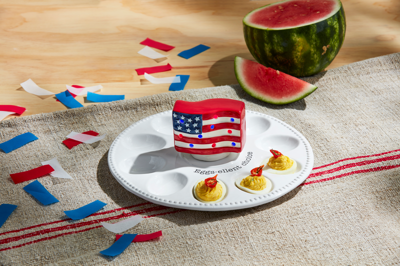 Mudpie Americana Flag Light Up Sitter