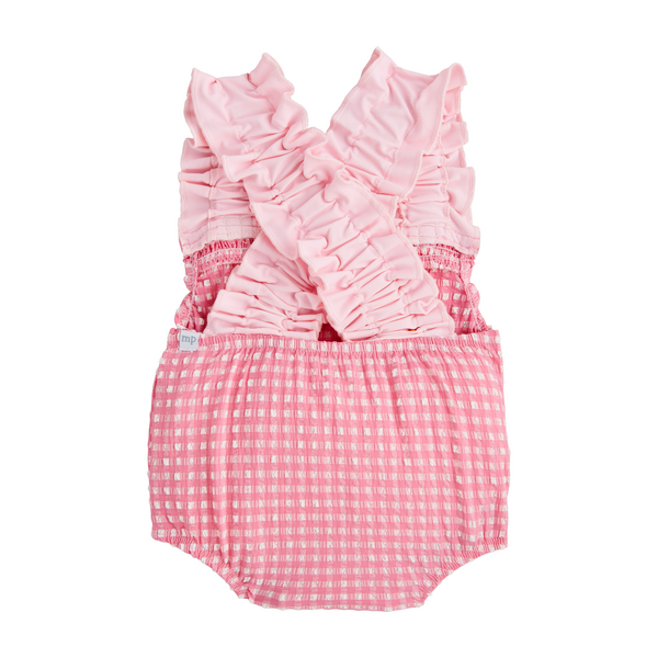 Mudpie Girls' Crinkle Check Swimsuit
