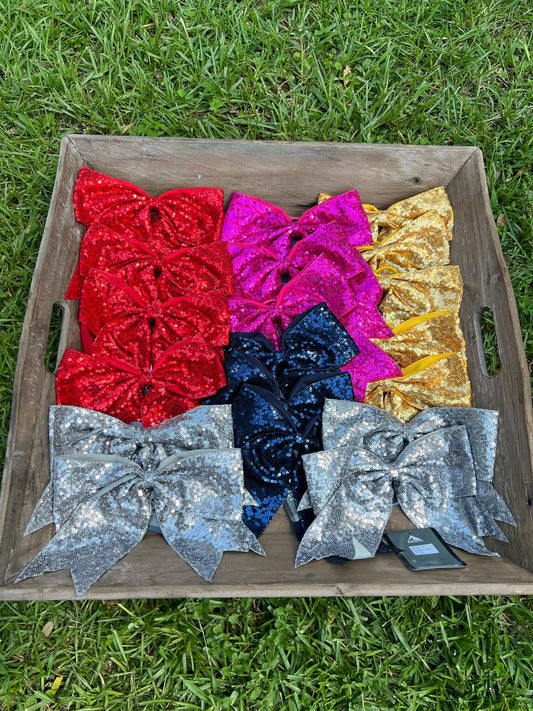 Large Sequin Ponytail Cheer Bows