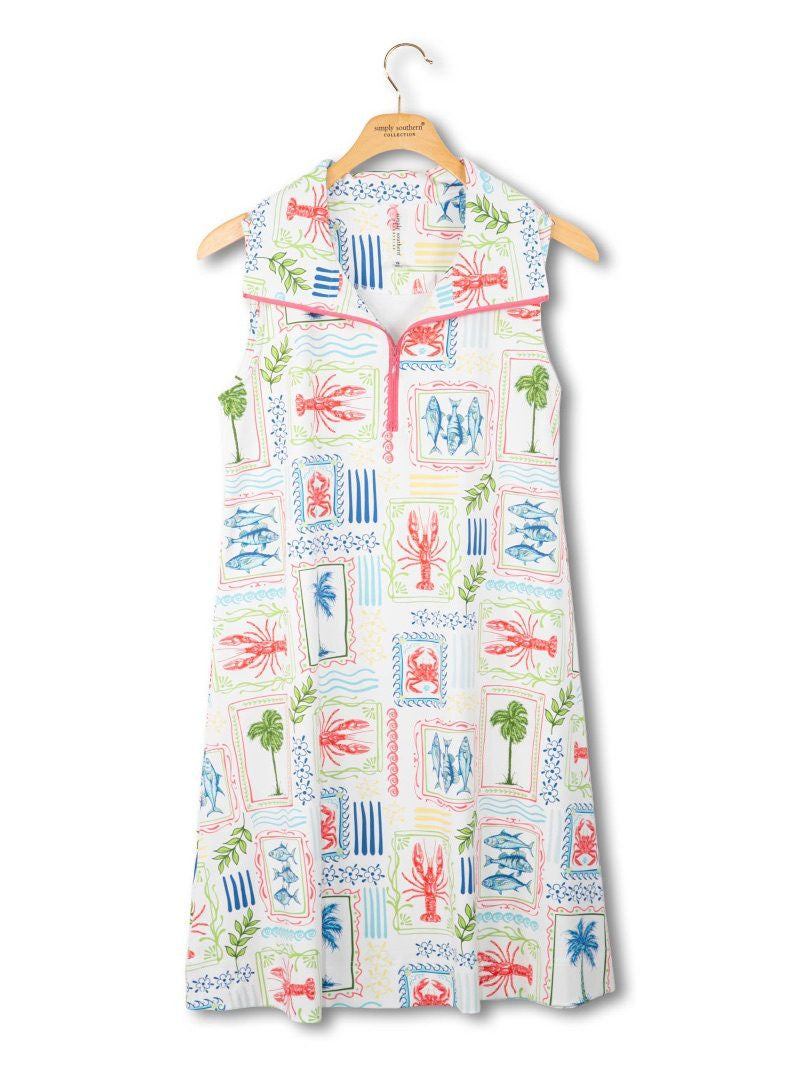 Simply Southern UPF Zip Dress - Sea Patch