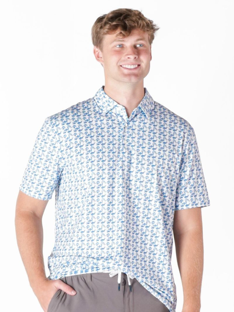 Simply Southern Men's Polo - Water Dude Lt. Blue