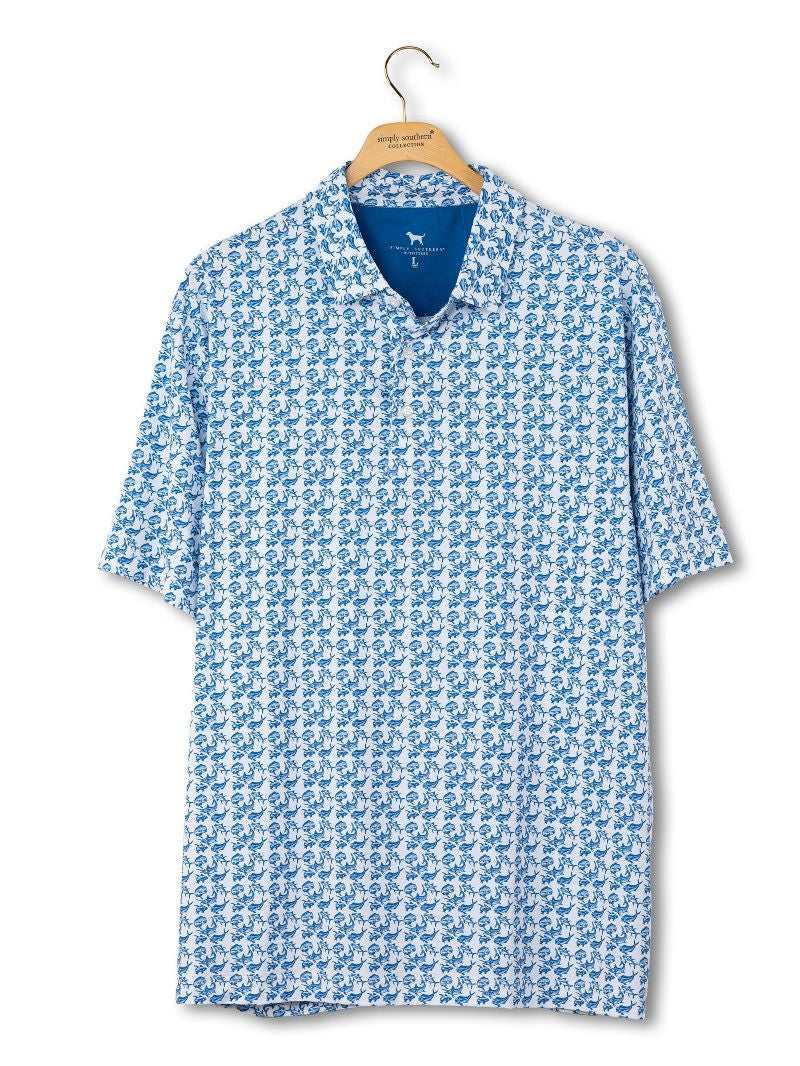 Simply Southern Men's Polo - Water Dude Lt. Blue