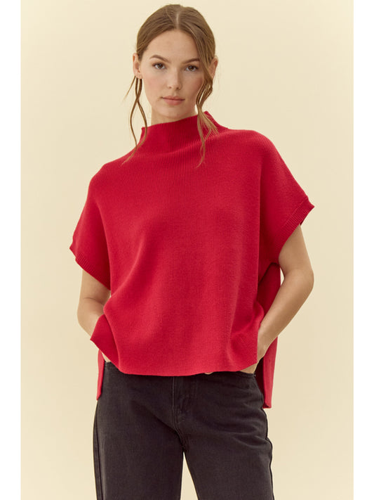 Jodifl Drop Shoulder Mock Neck Sweater Top