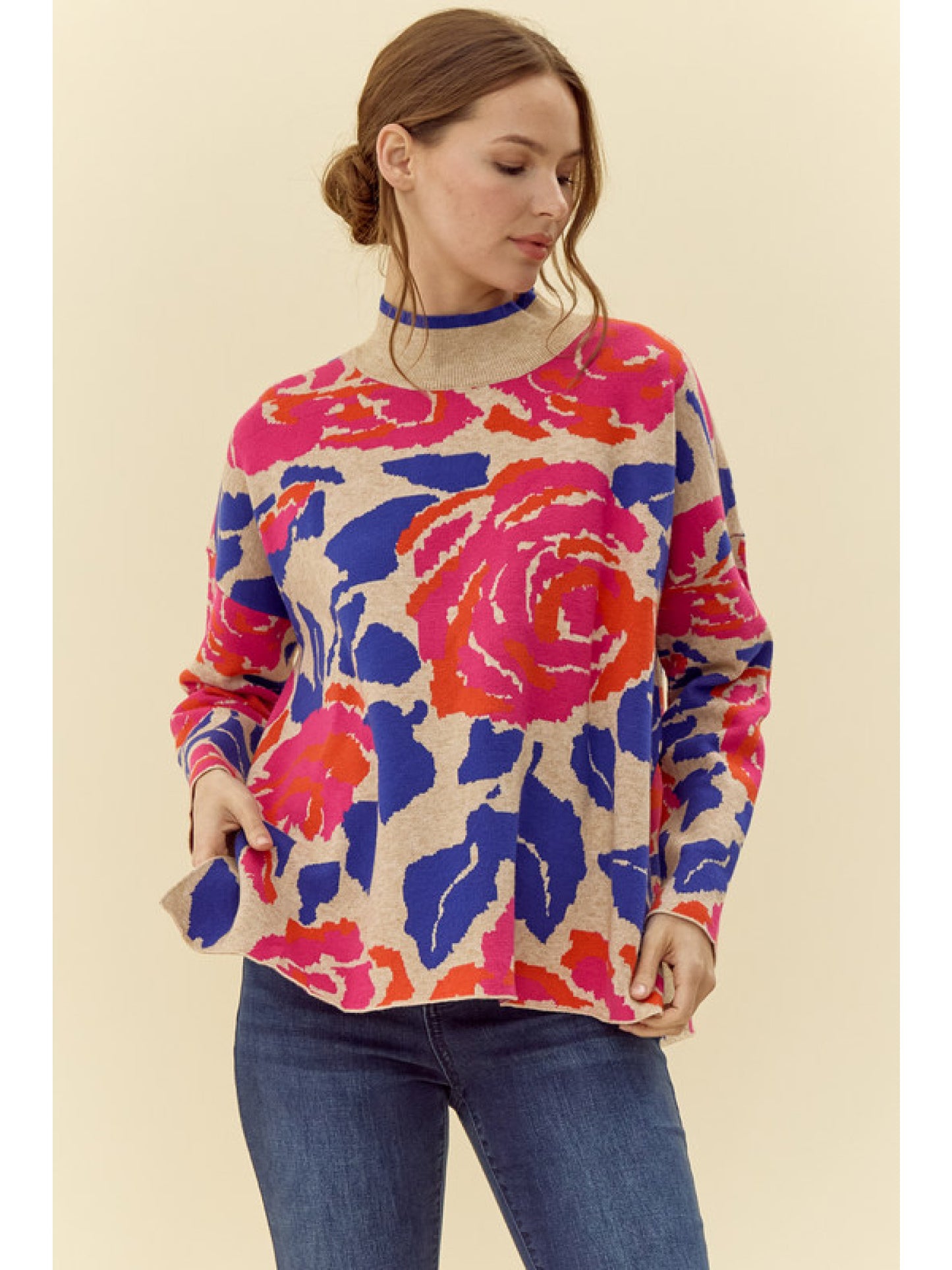 Jodifl Jewel Tone Floral Sweater