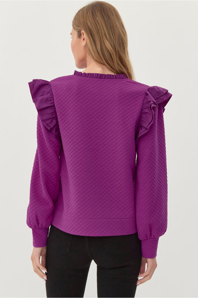 Jodifl Magenta Ruffle Shoulder Top