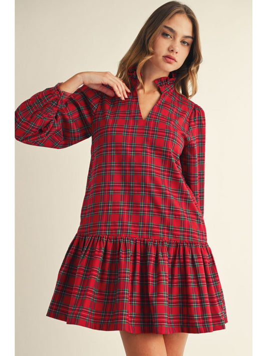 Jodifl Tartan Plaid Ruffle Dress