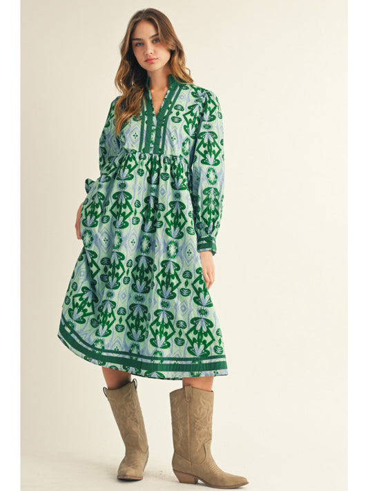 Jodifl Midi Dress with Floral Print and Caftan Detail