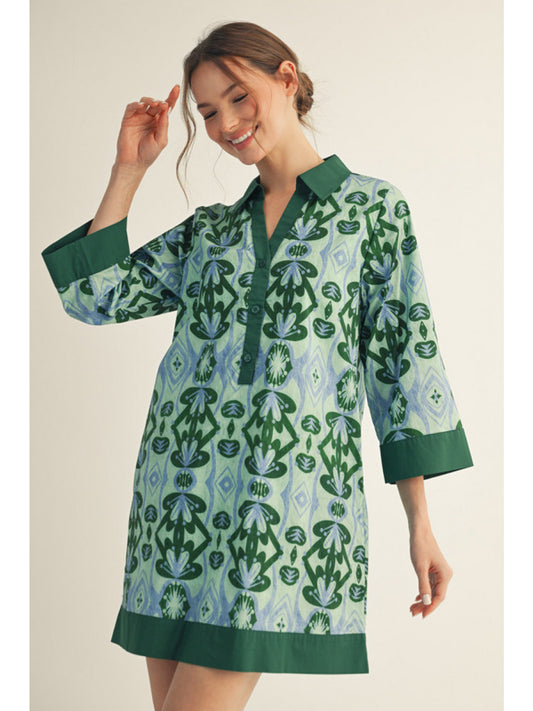 Jodifl 3/4 Sleeve Boho Floral Shift Dress