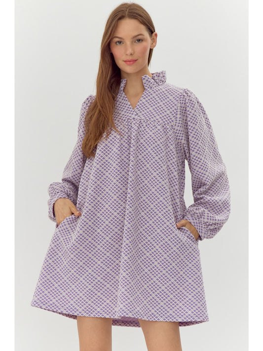 Jodifl Frill Collar Printed Dress - Lavender