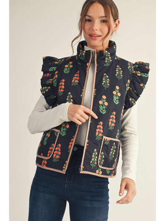 Jodifl Floral Print Puffer Vest