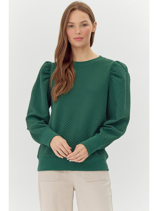 Jodifl Quilted Puff Sleeve LS Top