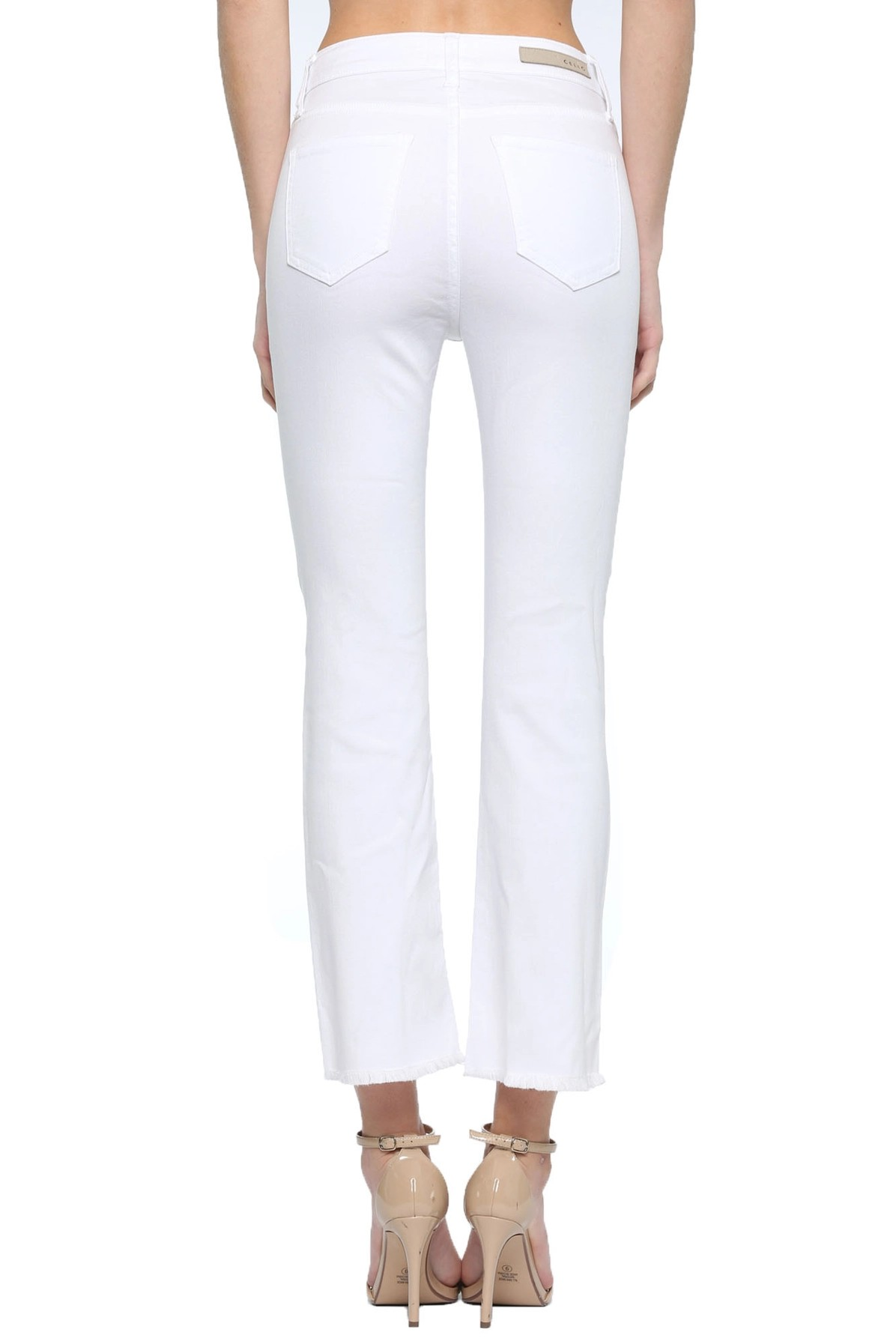 Cello White 5-Button Fly Cropped Flare Jean WV36731WHT