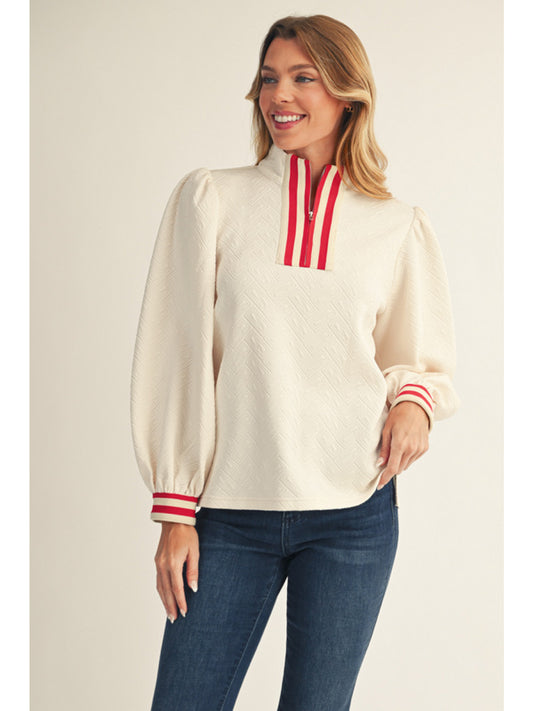 Jodifl Textured Top with Striped Zip Detailing