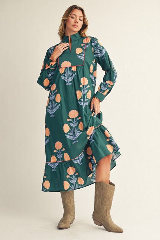 Jodifl Long Sleeve Floral Midi Dress