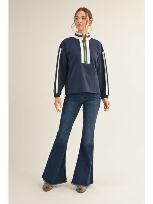 Jodifl Zip Sweatshirt with Stripe Detail