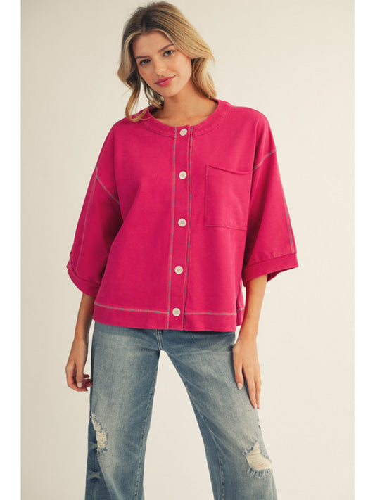 Jodifl Button Top with Multicolor Stitch