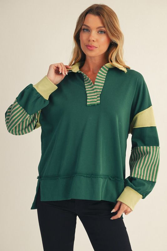 Jodifl Green Rugby Stripe Top