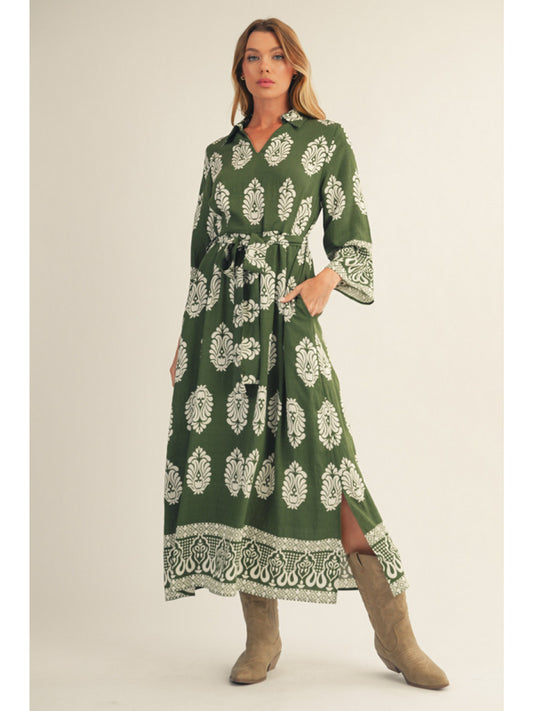 Jodifl Damask Border Print Midi Dress