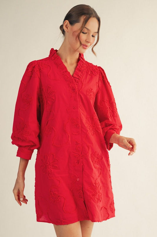 Jodifl 3/4 Puff Sleeve Puff Flower Dress