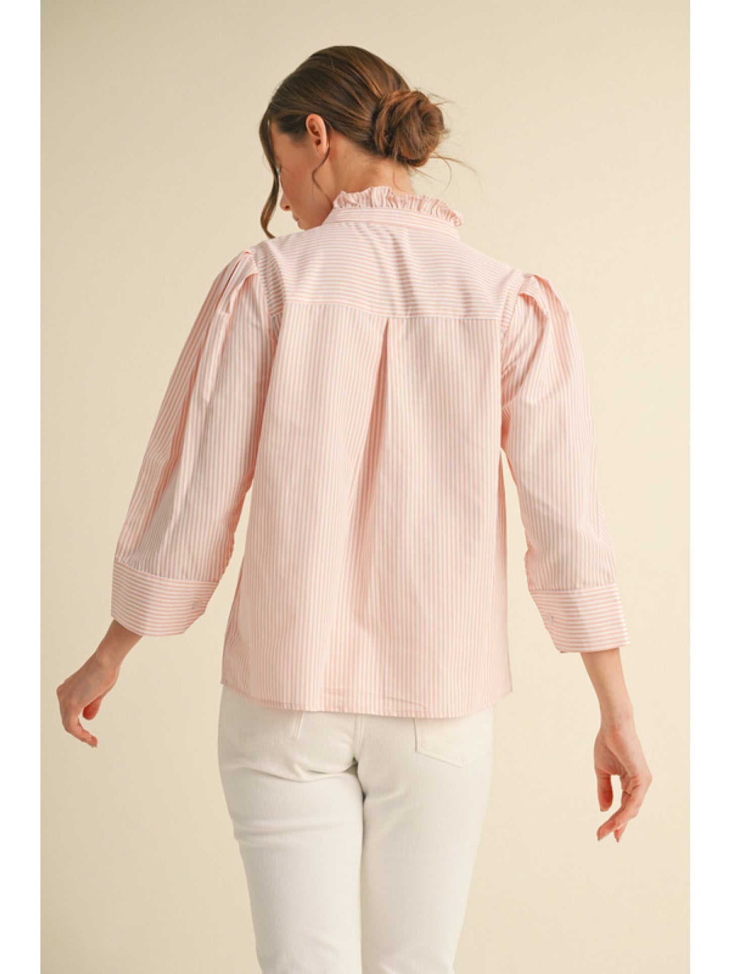 Jodifl Stripe Button Down with Ruffles