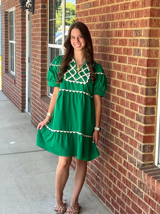 Umgee Ricrac Trim Mini Babydoll Dress