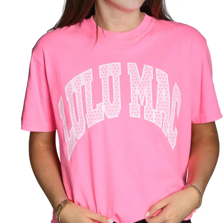 LULU MAC Comfort Color Neon Pink Dot Tee