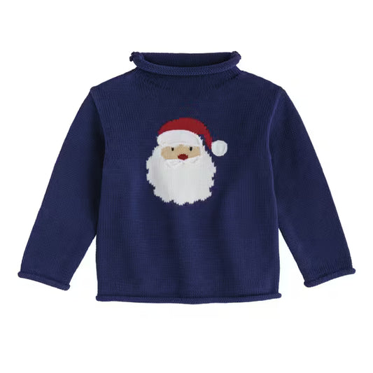 Mudpie Navy Santa Rollneck Sweater
