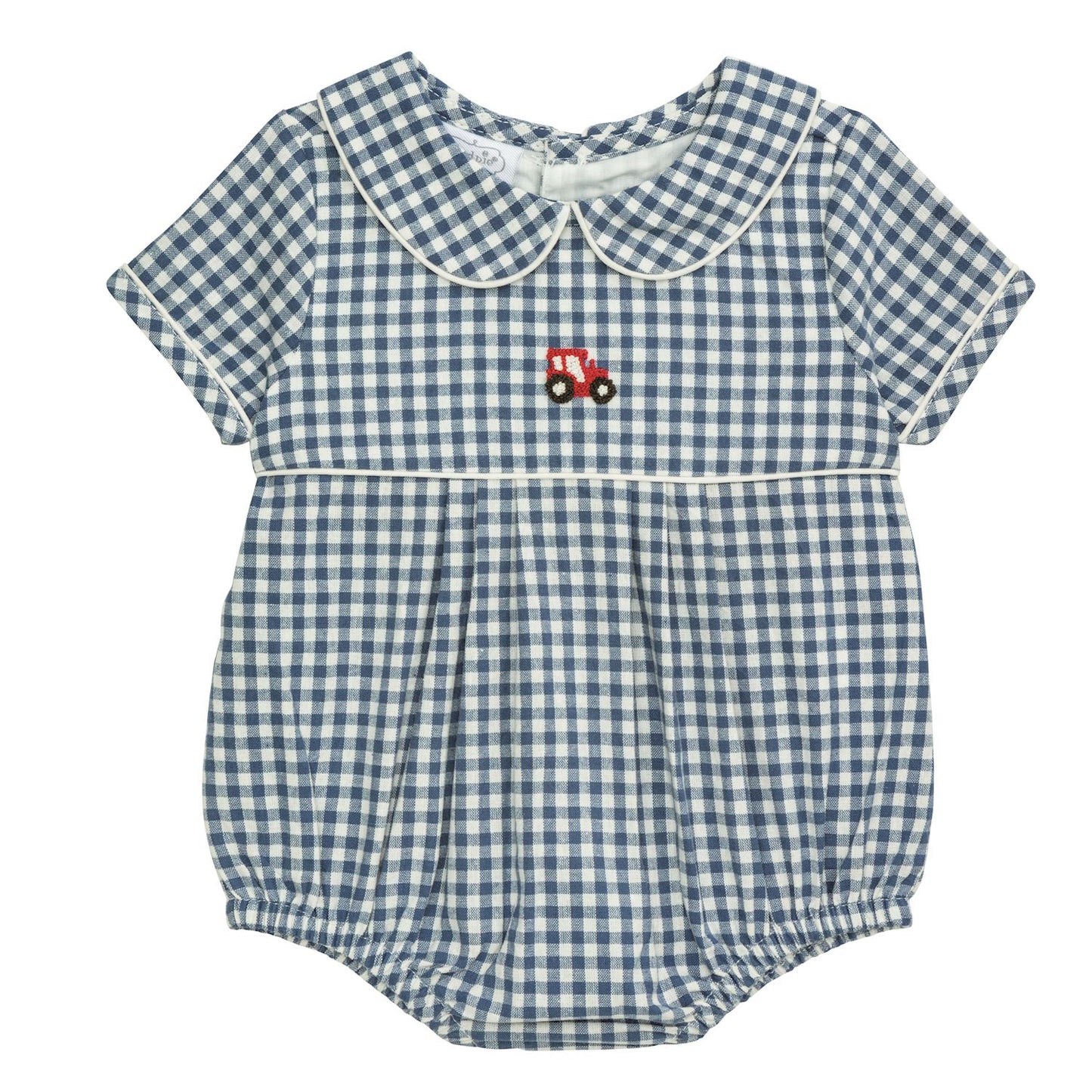 Mudpie Tractor French Knot Gingham Bubble