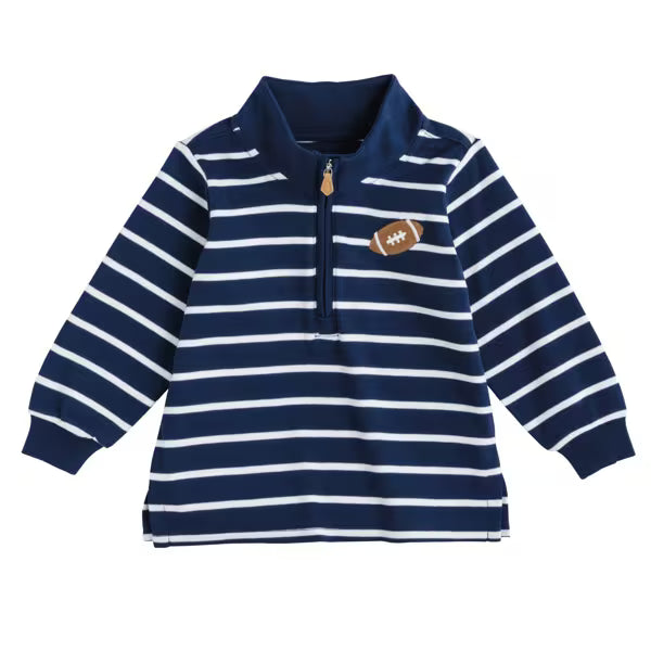 Mudpie Navy Football Stripe Quarter Zip